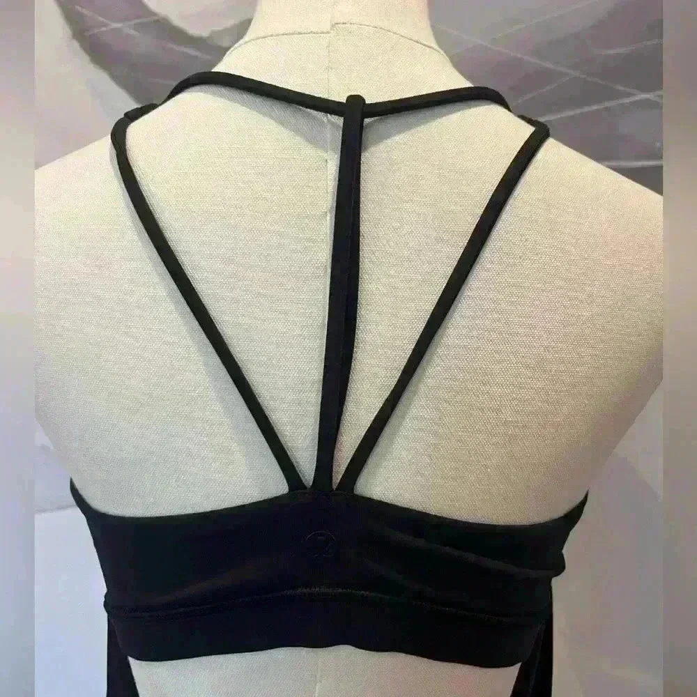 Lululemon Black tank with drape back and crisscross back straps. Size 8